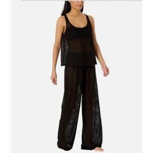 Hurley Women's Black Crochet Swim Cover-Up Set Tank & Wide Leg Pants XL NWT